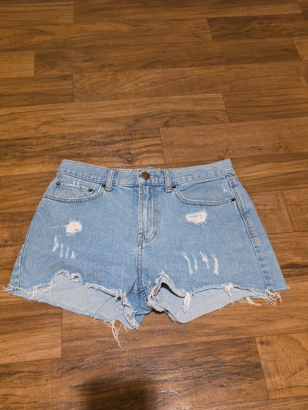 BDG Light Blue Distressed Denim Shorts
